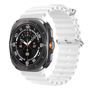 Smartwatch with a white band on a white background