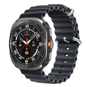 Smartwatch with a black band on a white background