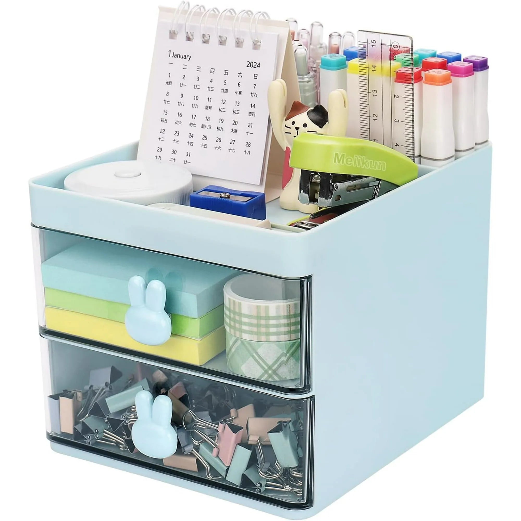Rabbit Desk Organizer | Makeup & Stationery Storage Box with Drawers | Lotloo