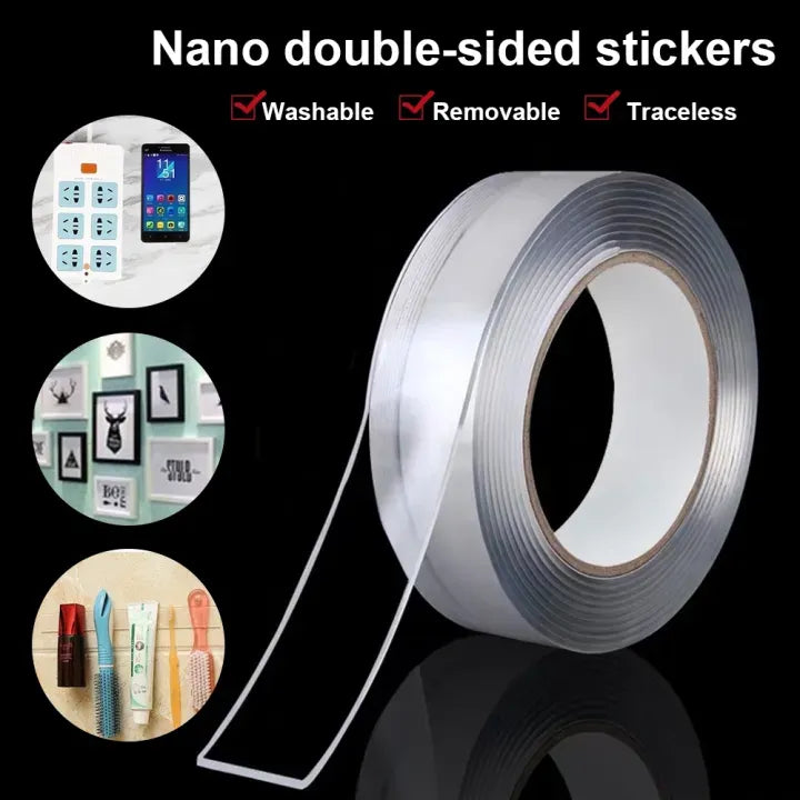 Pack Of 2 Nano Tape 3 Meter | Heavy Duty, Washable, Removable Mounting Tape for Walls, Posters & Decorations | Lotloo
