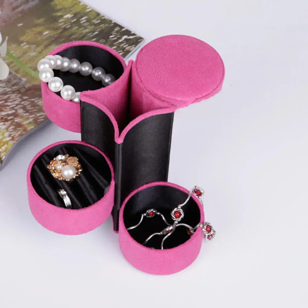 Box Vintage Round Three Layers Nylon Carrying Cases | Storage Box for Women & Girls | Lotloo