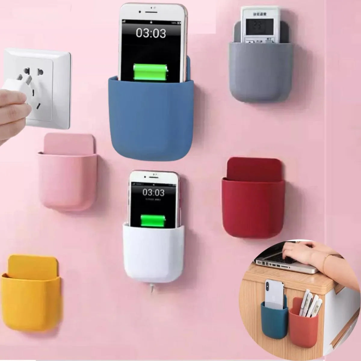 Wall Mounted Mobile Holder Organizer | Easy Mobile Charging & Storage Pack of 2 | Lotloo