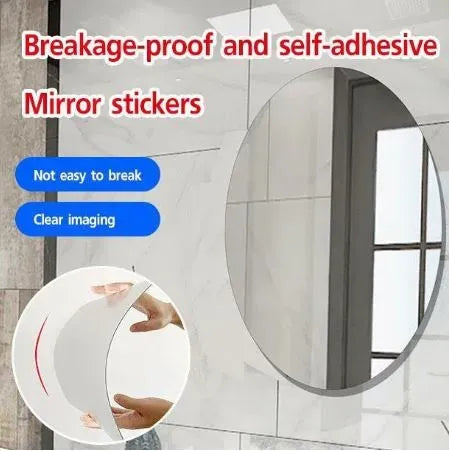 Oval Shape Mirror Wall Sticker | 11 Inch – Self-Adhesive Decorative Flexible Mirror | Lotloo