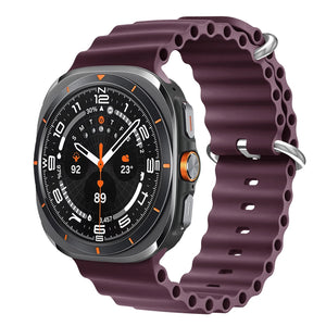 Smartwatch with a maroon band on a white background
