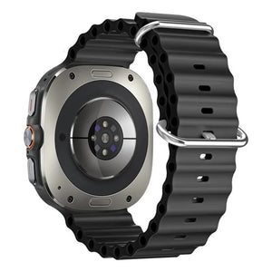Smartwatch with black band on a white background