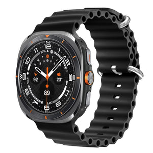 Smartwatch with a black metal band on a white background