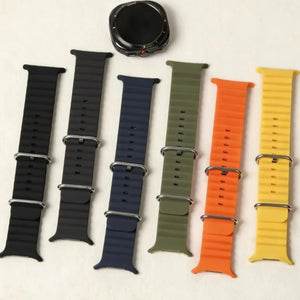Set of colorful watch straps on a white background