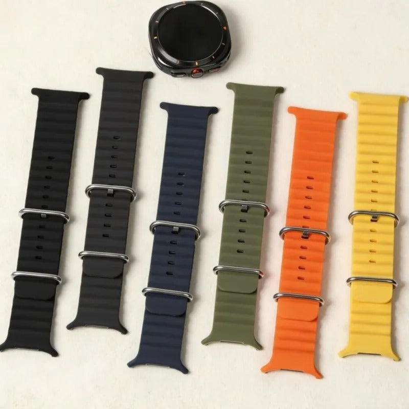 Set of colorful watch straps on a white background
