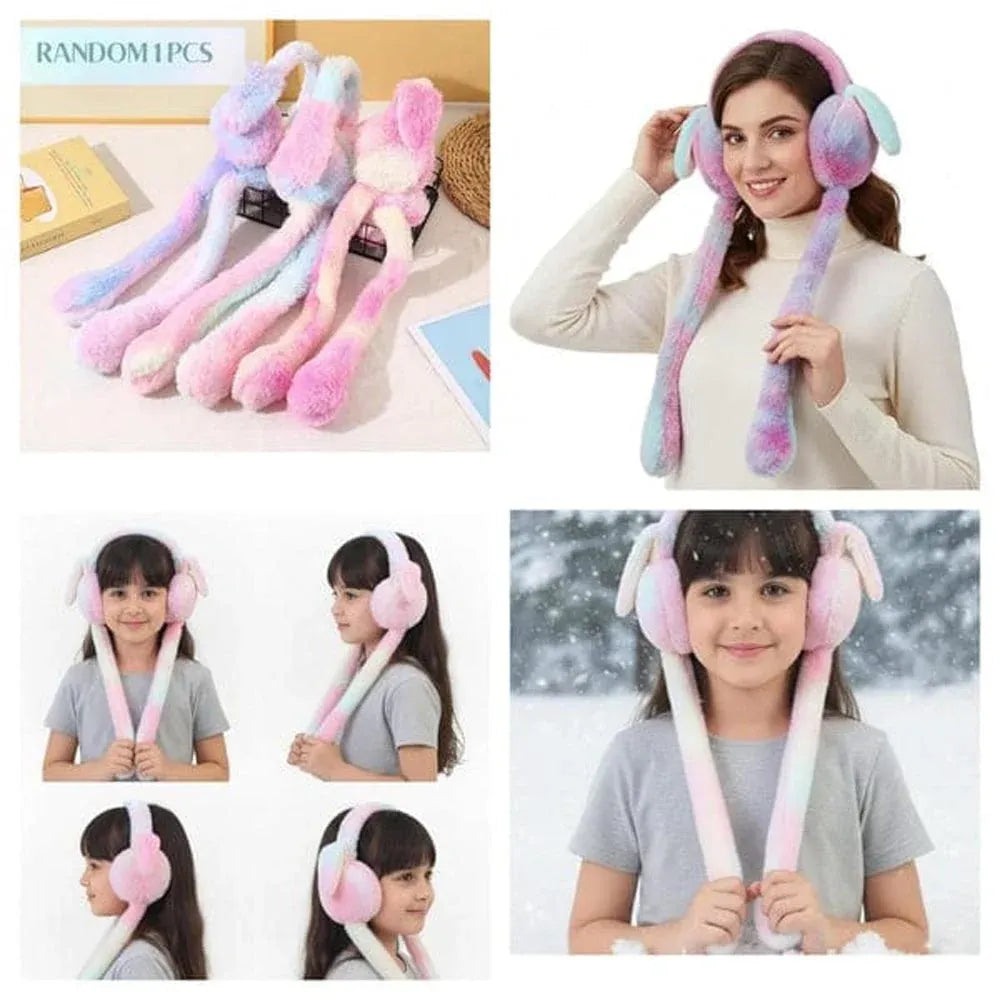 Cute Rabbit Earmuffs for Girls | Soft Plush Winter Ear Warmers | Lotloo