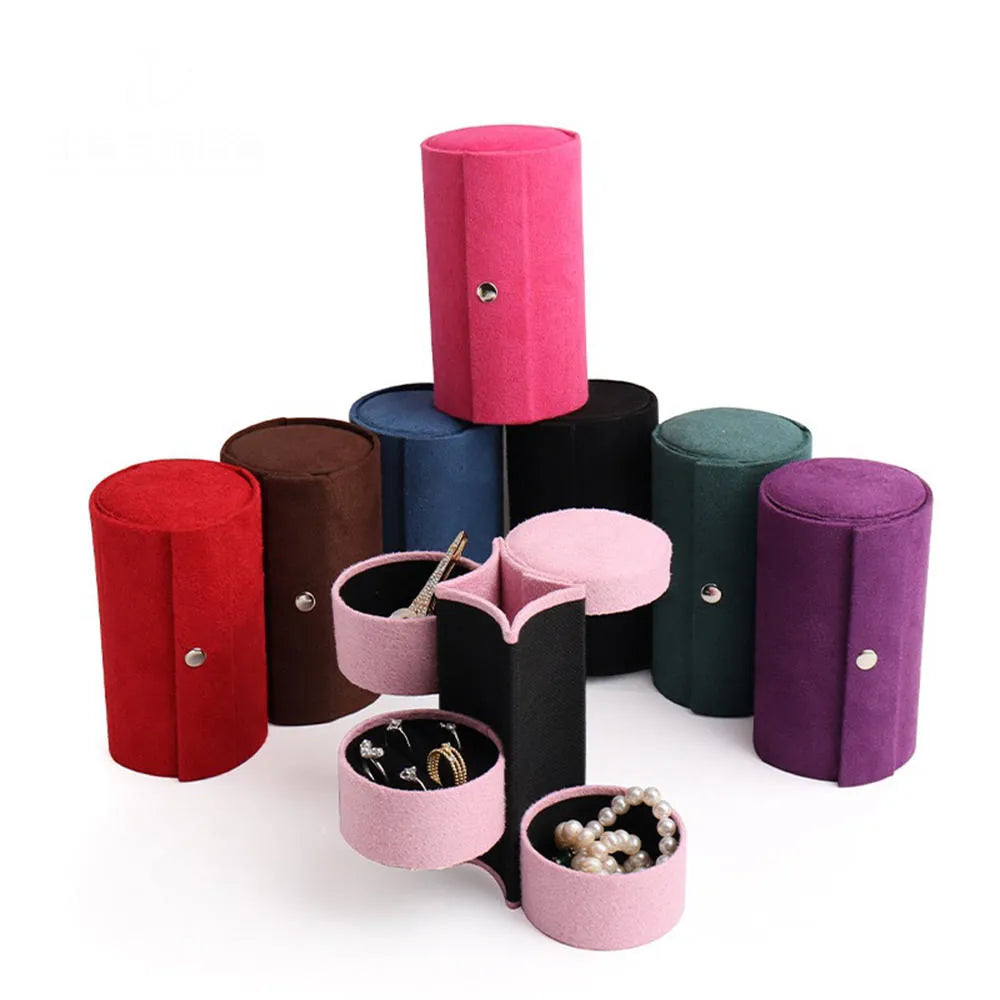 Box Vintage Round Three Layers Nylon Carrying Cases | Storage Box for Women & Girls | Lotloo