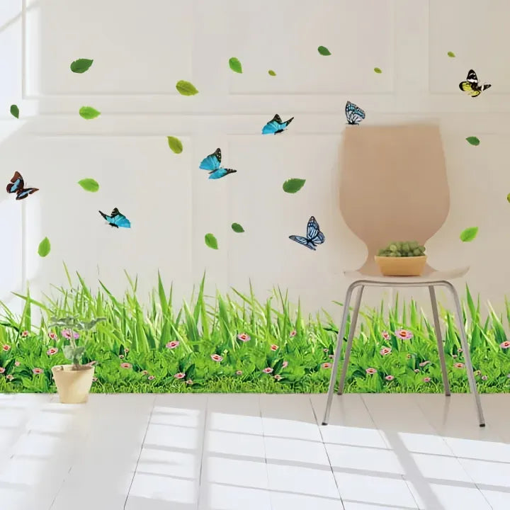 Butterfly & Grass 3D Wall Sticker PVC – Waterproof Removable Home Decor Wallpaper | Lotloo