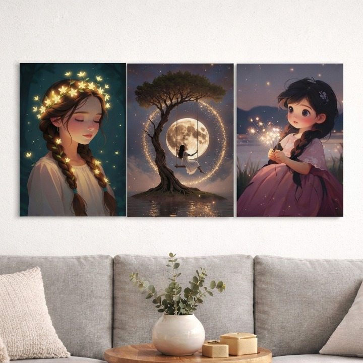 3 FRAME WOODEN WALL ART | Self-Adhesive 8x11 Inch DIY Home Decoration | Lotloo